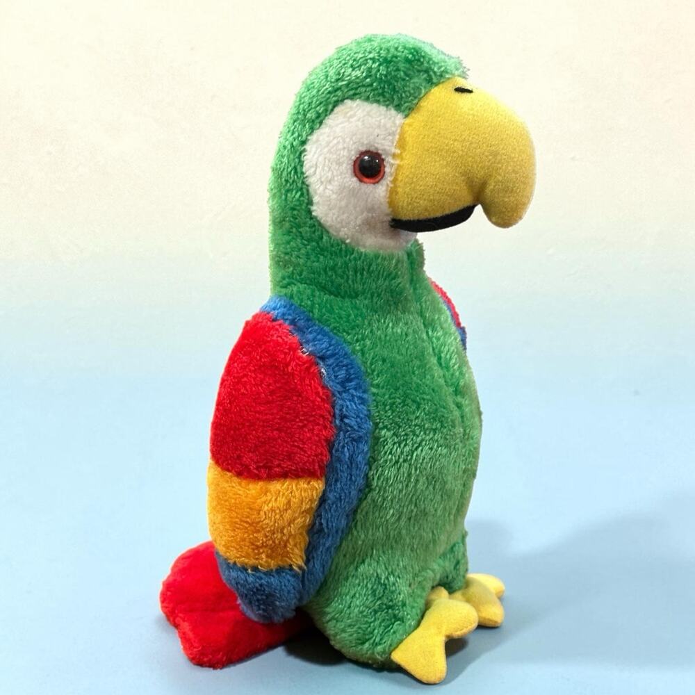 VTG 1981 Wallace Berrie Parrot Plush Stuffed Bird 10” Korea Colorful Cuddle Ups